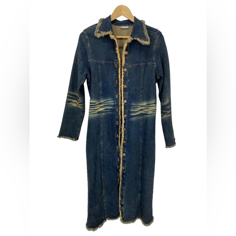 Vtg Y2K long denim coat